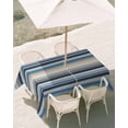 thumbnail image 3 of 54x80 Inch Outdoor Tablecloth with Umbrella Hole Zipper Rectangle Blue Grey Beige Striped Rectangular Tablecloths Outside Waterproof Farmhouse Vintage Stripe Patio Table Cloth Cover for Picnic Party, 3 of 8