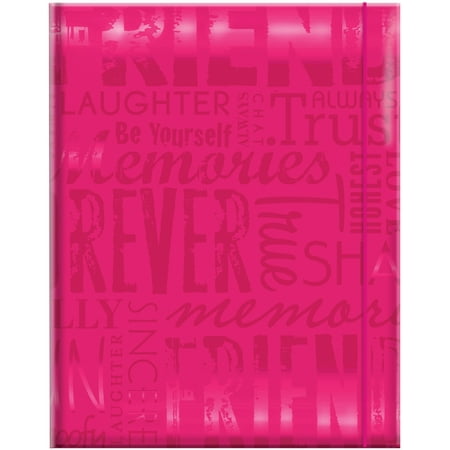 Embossed Gloss Expressions 100-Pocket Photo Album, 4.75" x 6.5", Friends, Hot Pink