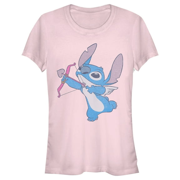 Junior's Lilo & Stitch Love Shot Graphic Tee Light Pink Large