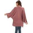 thumbnail image 4 of Grace Karin Women's Open Front Cardigan Oversized Waffle Knit Long Batwing Sleeve Sweaters with Pockets,Redwood, 4 of 7