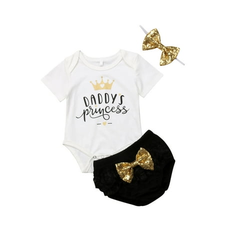 

3PCS Newborn Baby Girl Outfit Clothes Tops Romper+Tutu Shorts Pants Set