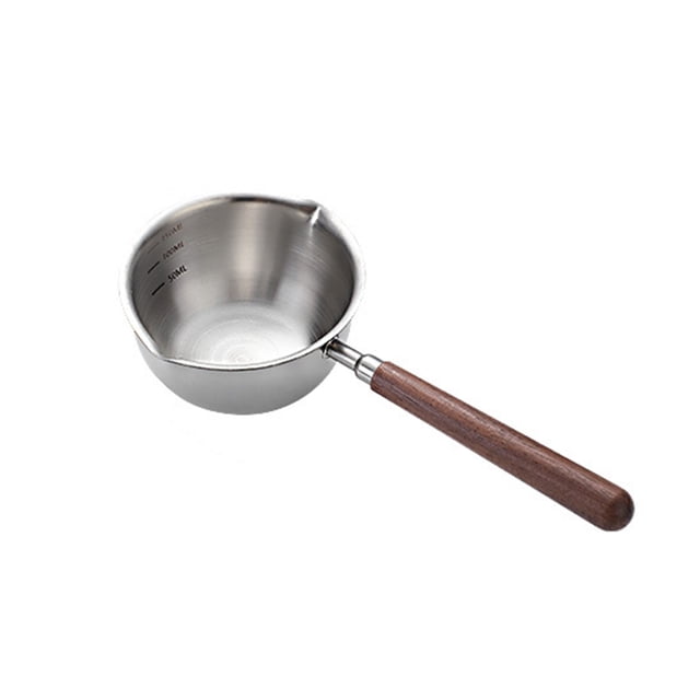 Casserole en Acier Inoxydable pour Œufs Chocolat Lait Chaud Poignée en Bois