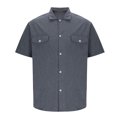 thumbnail image 3 of Chiccall Mens Linen Button Down Shirts with Pockets Solid Short Sleeve Lightweight Breathable Summer Beach Blouse Tops XL Navy, 3 of 5