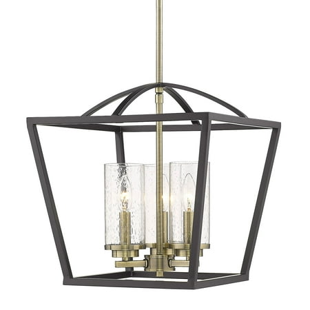 

Golden Lighting Mercer 3 Light Pendant in Matte Black Seeded Glass