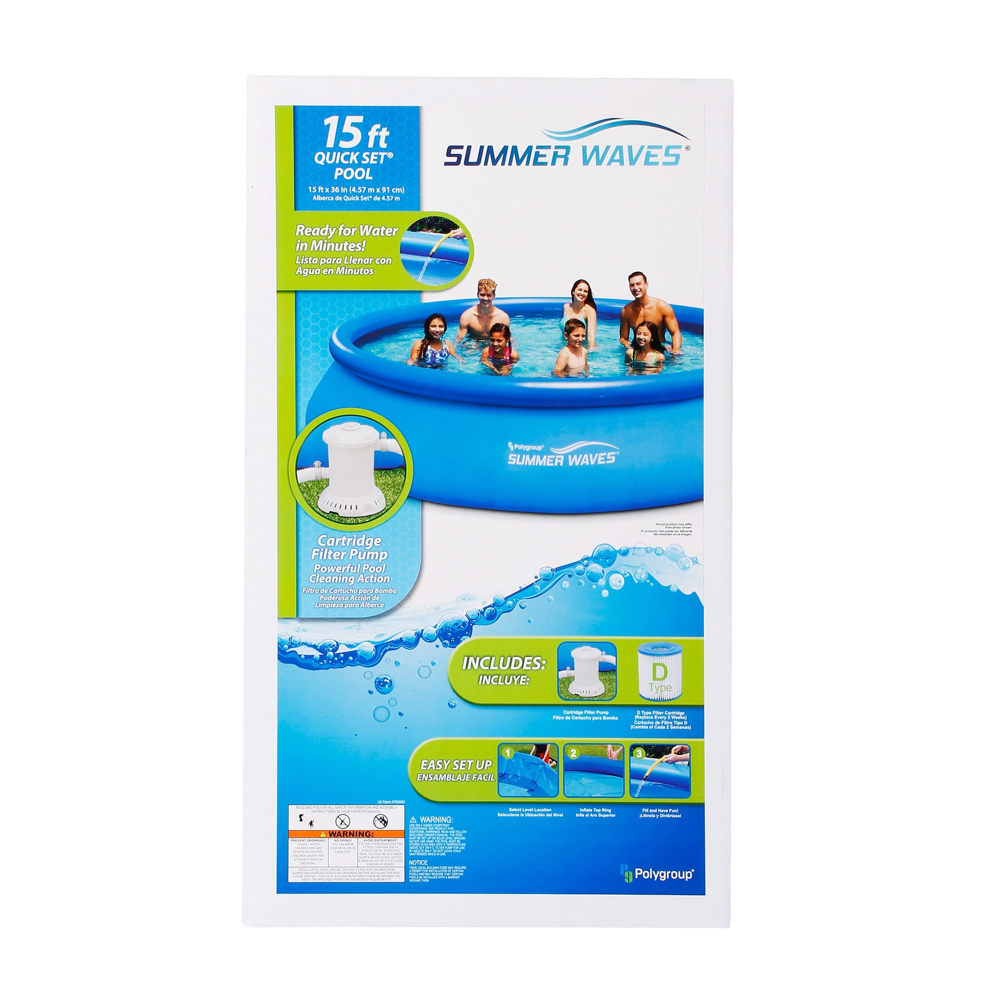 Summer Waves 15x36 Quick Set Above Ground Swimming Pool Walmartcom