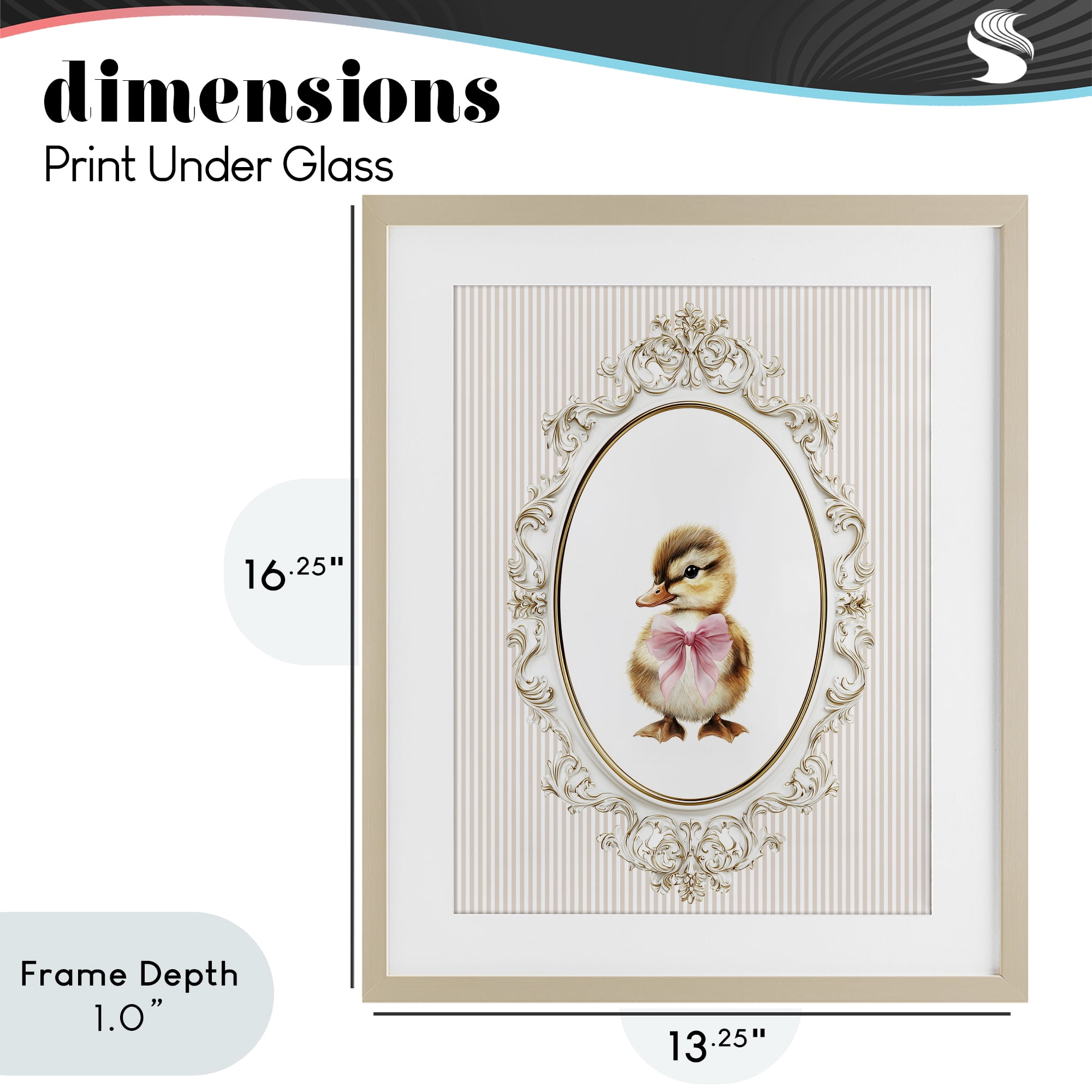 Stupell Industries Spring Gingham Baby Duck Birch Framed Print Under Glass, design by Christine Simpson Art