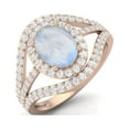 thumbnail image 2 of 3.14 Cts Oval Cut Solitaire Moonstone Halo Three Layer 925 Sterling Silver Rose Vermeil Accent Mother's Day Gift Ring, 2 of 3