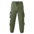 thumbnail image 3 of MRULIC jeans for men Men's Harlem Wool Cargo Pants Trousers Loose Plus Casual Add Sports Pants Pants Nine Size Men's pants Men Cargo Pants Green + XXL, 3 of 9