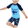 thumbnail image 3 of Akiihool Boy Rash Guard Long Sleeve Boys Two Piece Rash Guard Swimsuits Kids Short Sleeve Sunsuit Swimwear Sets (Blue,5-7 Years), 3 of 4