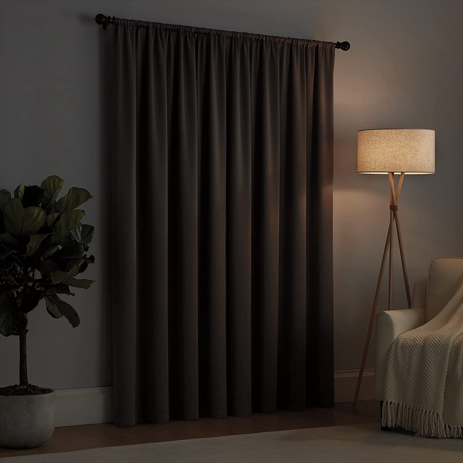Eclipse Solid Thermapanel Room Darkening Rod Pocket 54 x 54 Panel in Stone