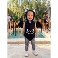 thumbnail image 3 of Cjfdfy Newborn Baby Boy Girls Halloween Costume Outfit Pumpkin Bat Cat Hooded Sleeveless Zipper Romper With Stripe Socks Infant Cute Animal Warm Hooded Sleeveless Jumpsuit 0-2Y, 3 of 9