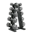 thumbnail image 1 of HolaHatha 5, 8, 10, 12 & 15 lb Cast Iron Dumbbell Free Hand Weight Set with Rack, 1 of 5
