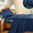 thumbnail image 6 of Baauye 100% Cotton Sheet Set, 1000 Thread Count Durable 4-Piece Bed Sheets with 16" Deep Pocket, Full, Navy Blue, 6 of 8