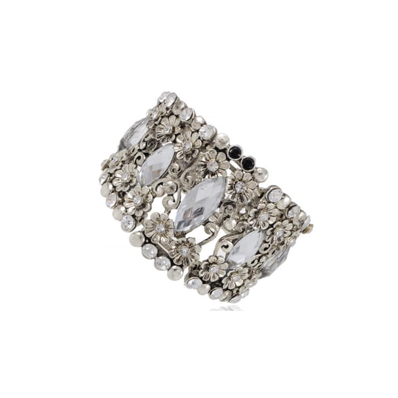 Antique Inspire Metal Design Crystal Rhinestone Flower Fashion Cuff Bracelet
