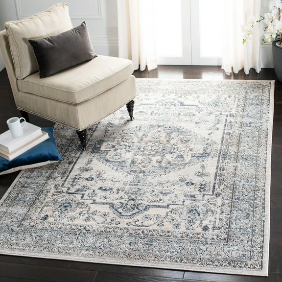 SAFAVIEH Martha Stewart Dacota Oregon Area Rug, Light Blue/Ivory, 5'1" x 7'6"