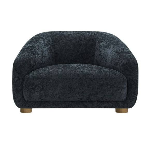 Oliver Accent Chair with Round Back Sloped Arms, Soft Black Chenille