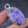 thumbnail image 2 of Natural Lepidolite Stone Handmade 925 Sterling Silver Jewelry Pendant 2.17", 2 of 2