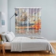 thumbnail image 4 of Grey Orange Coastal Kitchen Curtains 84 Inch Length, Oil Painting Modern Abstract Art Grommet Top Bedroom Living Room Curtains, Light Filtering Cafe Curtain Drapes 2 Panels Set 104''x84'', 4 of 9