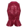 thumbnail image 4 of renvena Womens Sequin Suit Vest Sleeveless Open Front Glitter Waistcoat Deep V Tops Gogo Rave Party Burgundy XL, 4 of 7