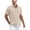 Beige, variant on Men's Relaxed Fit Button-Up short Shirt with Decorative Stripes - Casual and Office Wear