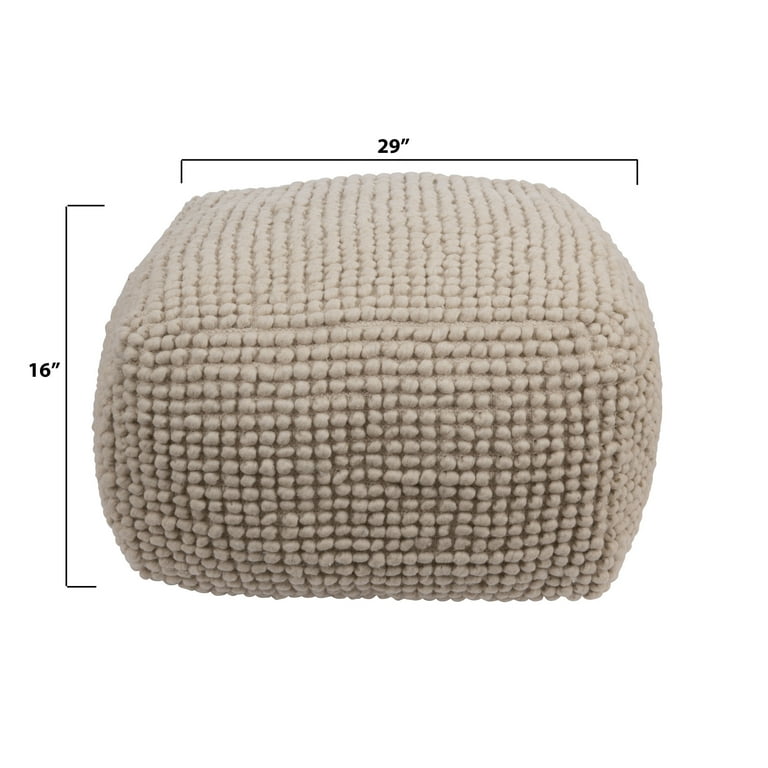 Natural New Zealand Wool and Cotton Pouf - Creative Co-Op