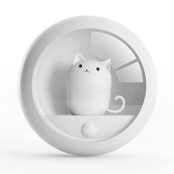 Cute Cat Magnetic Motion Sensor Night Light Rechargeable Dimmable Warm White LED Wall Lamp for Bedroom Hallway Stair Kitchen Bathroom