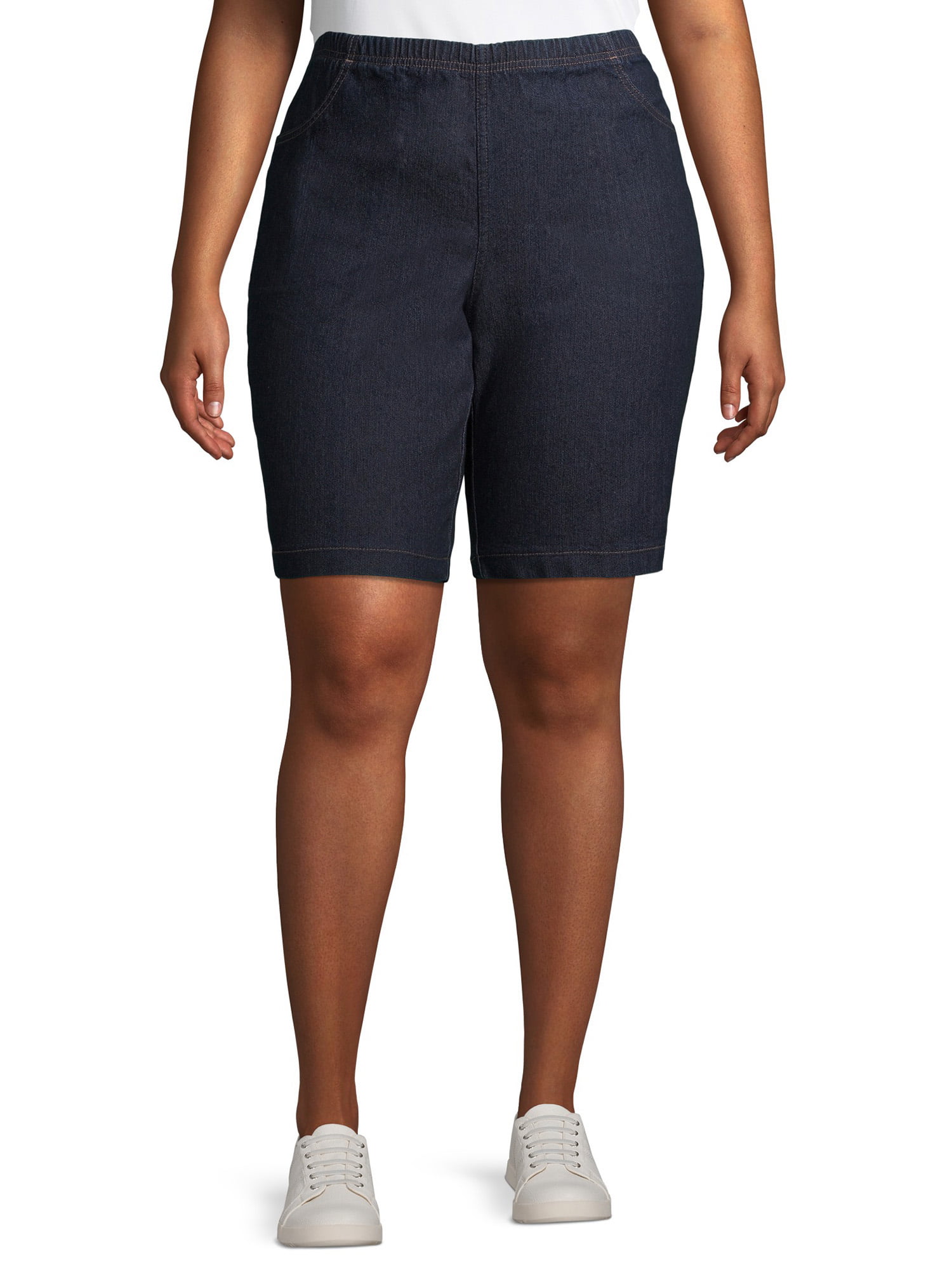 women's stretch shorts with pockets plus size