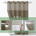 thumbnail image 3 of Extra Long No Hook Shower Curtain with Snap-in Fabric Liner Set,Slub Textured Fabric Shower Curtains for bathroom,Hotel Style Modern Shower Curtain,Water Repellent,Washable,71x86(84),Tan/Khaki, 3 of 12