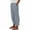 Light Blue #182, variant on Striped Linen Pants Women Side Button Elastic Waist Capri Gauze Pants Lightweight Summer Beach Cropped Trousers 2025 Light Blue L
