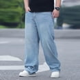 thumbnail image 5 of JTSRKL Mens Big & Tall Denim Bottoms Elastic Waist Button Pocket Classic Jeans Loose Relaxed Loose Fit Casual Versatile Trousers, 5 of 8