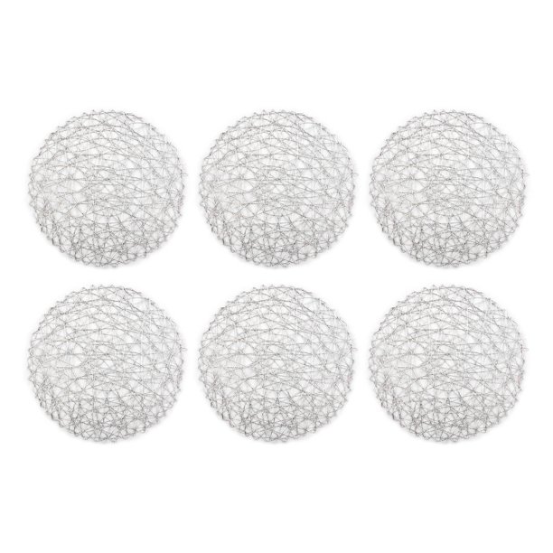 DII Silver Woven Paper Round Placemat (Set of 6), 15x15", 100 Paper
