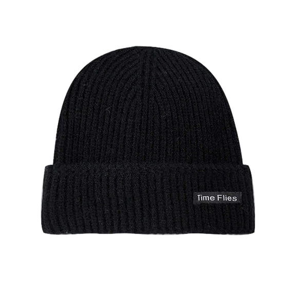 HJYCHN Winter Hats for Women Men's Solid Color Knitted Beanie Warm Lined Earflap Hat for Casual Fashion in Fall and Winter Skull Cap Black A