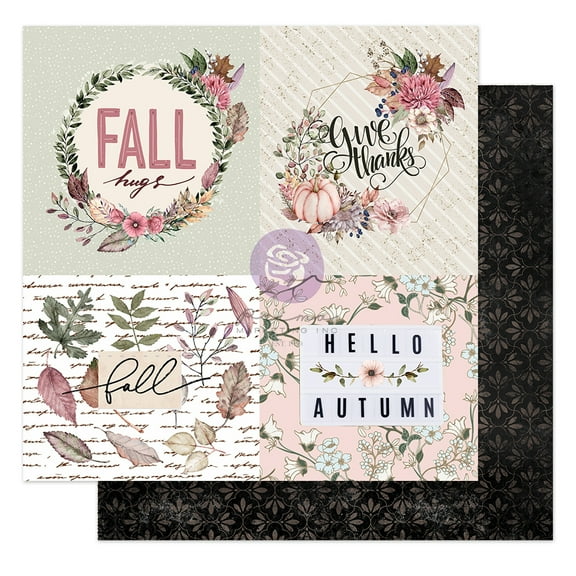 PRIMA MARKETING INC Hello Pink Autumn Collection 12x12 Sheet - Fall hugs -, 12"x12" with foil detail UPC 655350850012