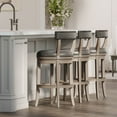 thumbnail image 3 of Maven Lane Alexander Bar Stool, Reclaimed Oak with Stone Vegan Leather, Set of 4, 3 of 6
