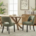 thumbnail image 3 of Vknow Furniture Wooden Dining Chairs Set of 2, Modern Fabric Upholstered Dining Room Chair Kitchen Chairs, Farmhouse Dinner Chair for Kitchen Dining Room, Green, 3 of 8
