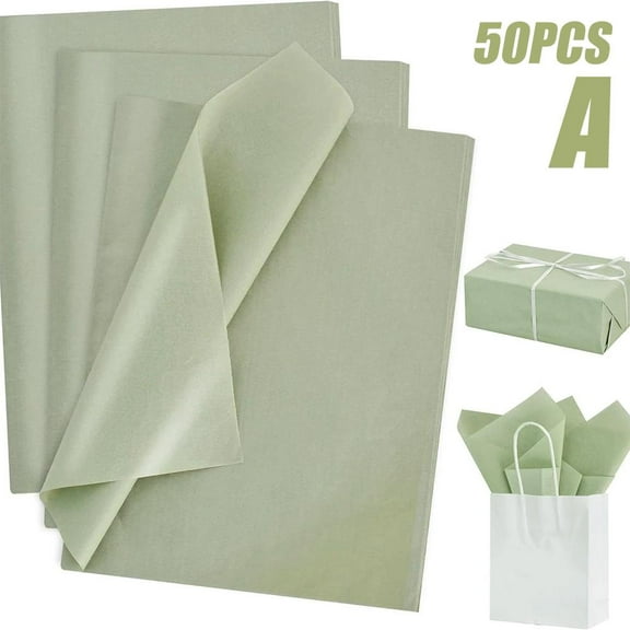 50pcs Green Tissue Papers, Sage Green Wrapping Paper, Wrapping Tissue Paper for Birthday Wedding Graduation DIY Crafts Holiday Flowers