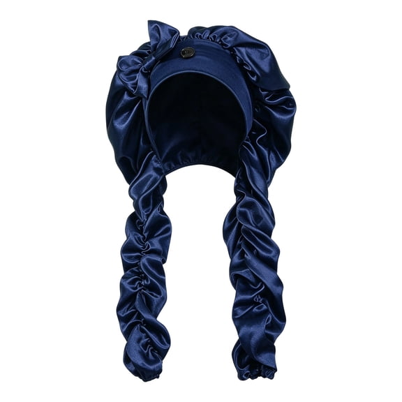 Satin Bonnet for Long Hair – Boho Extra Large Silk Sleep Cap with Adjustable Strap, Bonnet for Braids, Dreadlocks & Curly Hair | Hair Protection Overnight,Navy
