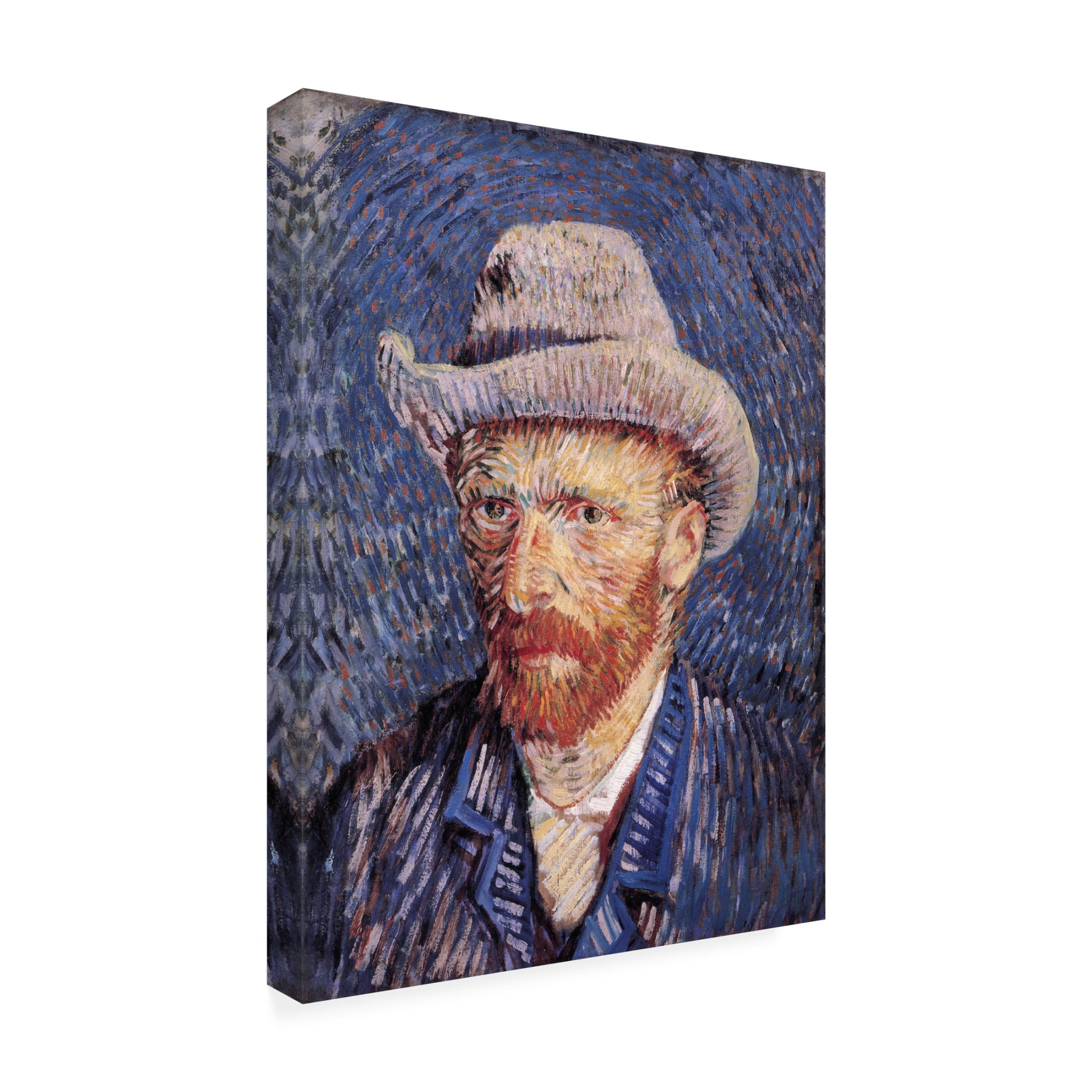 Canvas Wall Art - Masters Collection 'Self Portrait In Blue Vincent Van Gogh' Wall Art for Living Room, Bedroom, or Office Décor by Trademark Fine Art - 24 x 32 Inches