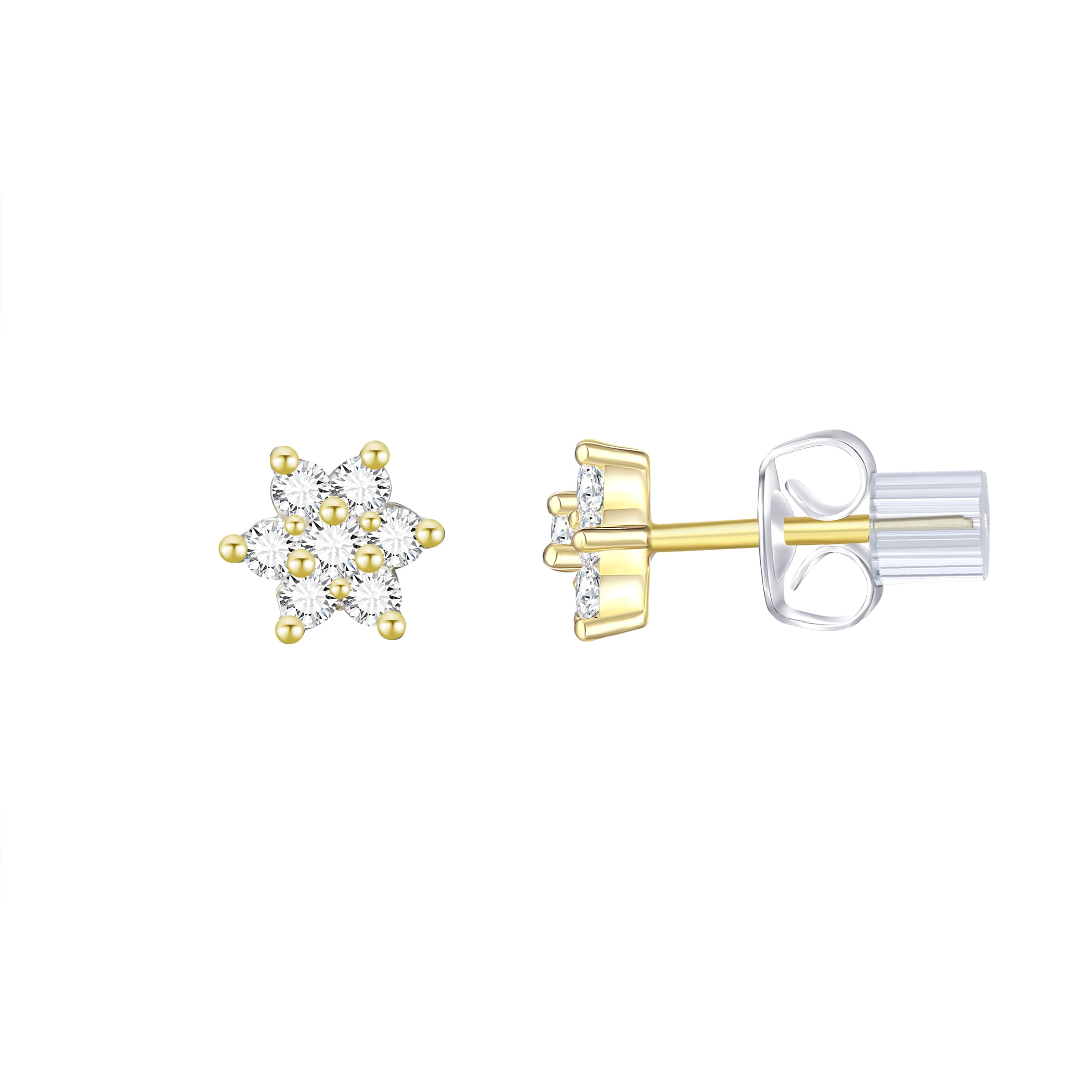 Brilliance Fine Jewelry Women's Simulated Diamond Earring Set with Pave Hoop in 14KT Gold Plated Sterling Silver