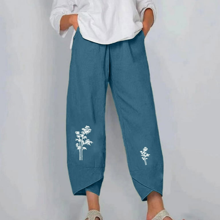SMihono Women's New Pants Design Sense Of Casual Sports Wide Leg Skirt Pants  2023 Trendy Summer Autumn Holiday Leggings Yoga Stretch Pants Cargo Trousers  Blue 8 