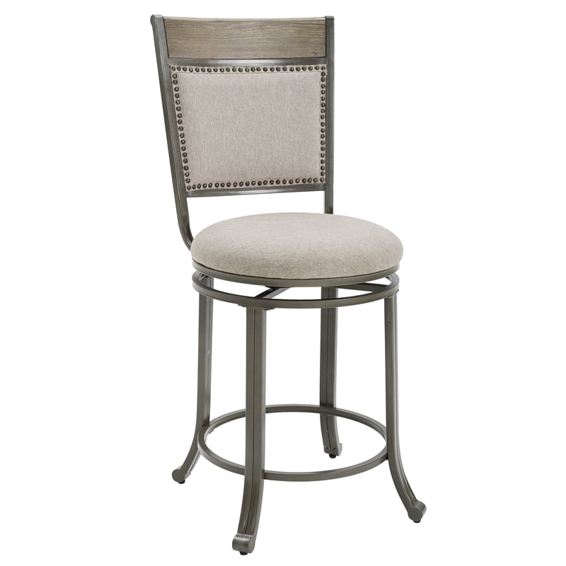 Linon Franklin Metal Swivel 24" Counter Stool in Pewter