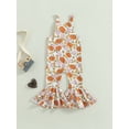 thumbnail image 4 of Bagilaanoe Toddler Baby Girl Jumpsuit Sleeveless  Pumpkin/Rugby/Butterfly Print Romper Overalls 12M 18M 24M 3T 4T 5T Kids Long Flare Pants Party Casual Outfits, 4 of 8