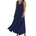 thumbnail image 1 of Vestido sin mangas de color liso para mujer: largo maxi informal, diseño con bolsillos, transpirable para el verano. Tallas: S-XXXL., 1 of 8