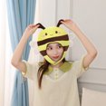 thumbnail image 4 of Visland Expression Short Type Yellow Show Hat Funny 3D Bee Cap Animal Plush Headgear Costume Accessories, 4 of 6