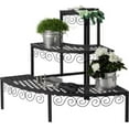 thumbnail image 4 of Tierra Garden 23.5" x 23.5" x 23.5" 3-Tier Black Tubular Steel Scrollwork Plant Stand with Rust Resistant, 4 of 6
