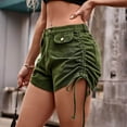 thumbnail image 7 of Jeans Shorts for Women Ruched Side Drawstring Elastic Waist Cargo Shorts Summer Denim Shorts Streetwear with Pockets, 7 of 7