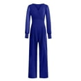 thumbnail image 5 of UPPADA Women Elegant and Stylish Off-Shoulder Jumpsuit V-Neck Short Sleeve Cocktail Overall Ladies Rompers for Dinner Party Blue,L, 5 of 7