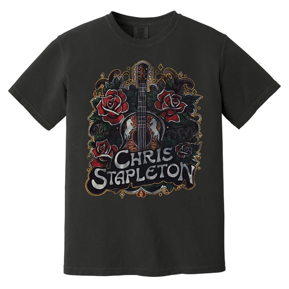 Chris Stapleton Guitar And Roses Country Music Fan Graphic Comfort Color T-Shirt