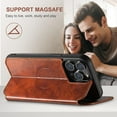 thumbnail image 4 of Case Wallet for iPhone 15 Pro Max Wallet Case [Compatible with MagSafe] Magnetic Leather Flip Folio Cover Kickstand and Cash Credit Card Holder for Men Women Khaki, 4 of 12