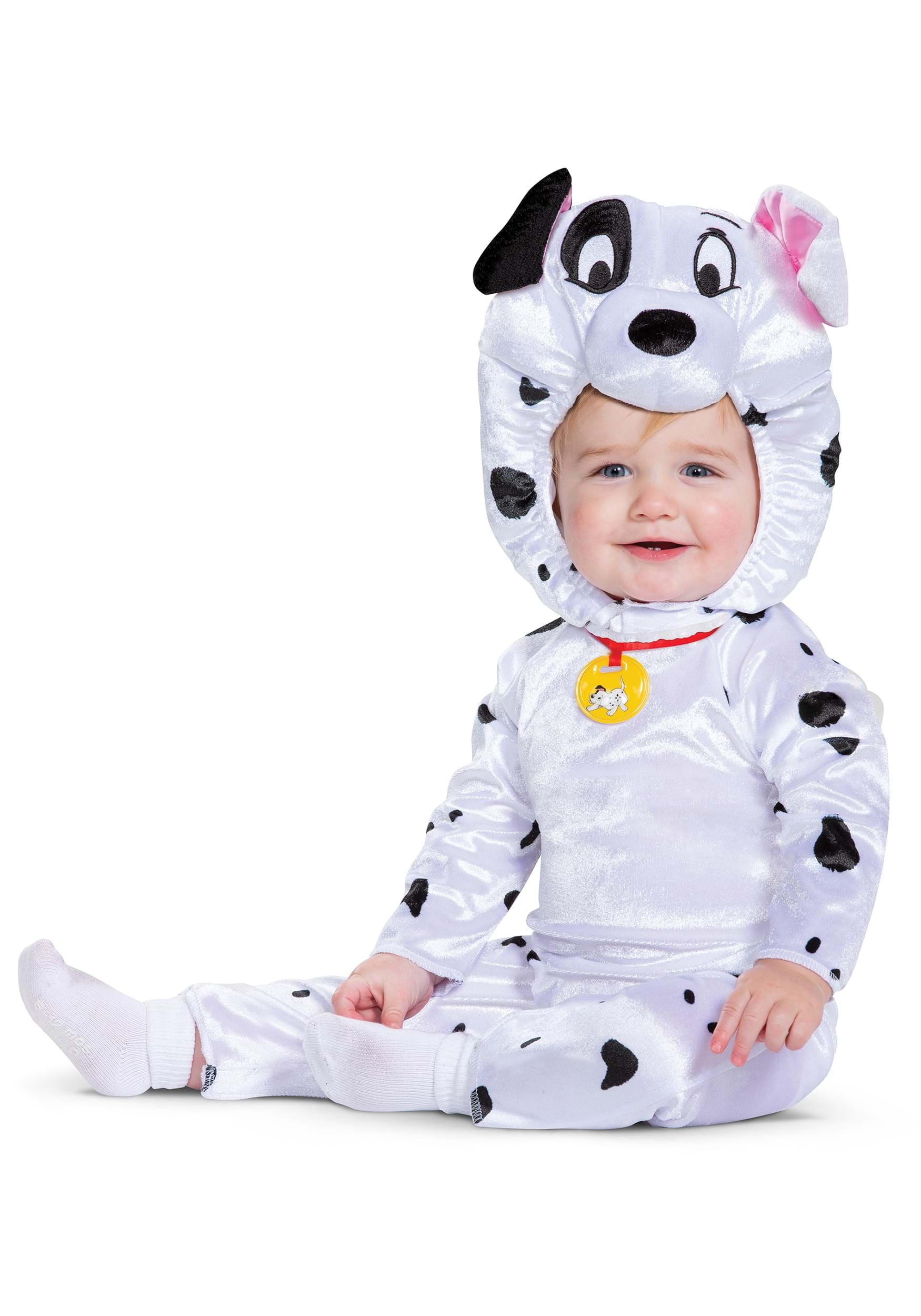 Disney Store 101 Dalmations Puppy Costume Hooded Bodysuit Outfit Baby Dog Puppy 